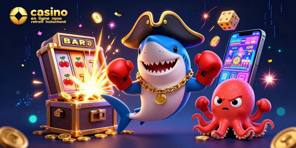 Profitez de gains rapides avec les casinos en ligne retrait instantané, représentés par un ensemble vivant d'illustrations 3D