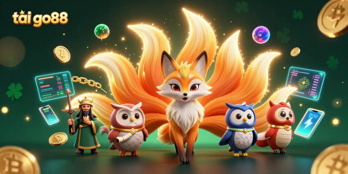 Engage in immersive gameplay with tai go88, highlighted by colorful spirit characters and vibrant casino elements.