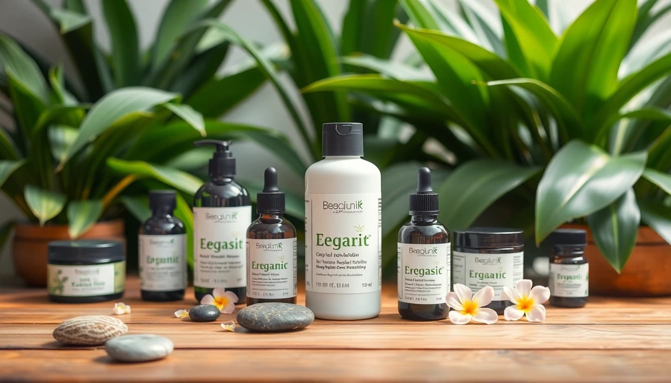 Ekologiska kosmetika natural beauty products beautifully arranged for skincare care.