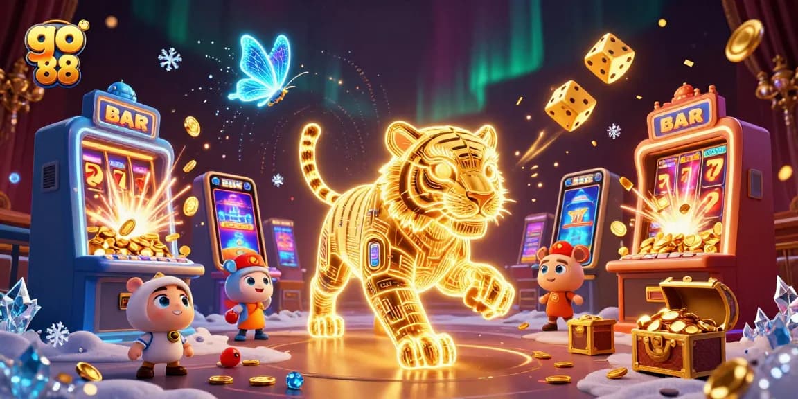 Engage in the vibrant go 88 casino experience with dynamic slots and a majestic tiger.
