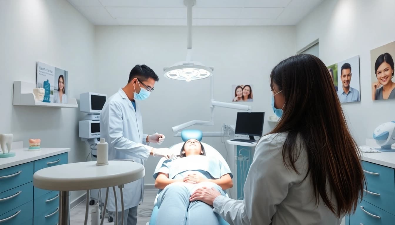 dental implant cost in kepong represented in a professional dental clinic setting showing a patient and dentist