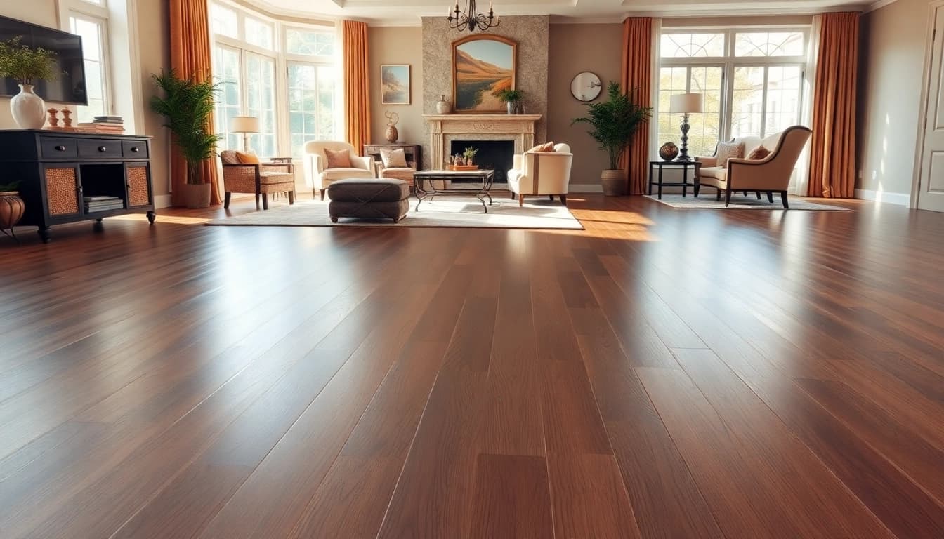 LVT flooring enhancing a stylish living space with elegant decor and natural light.