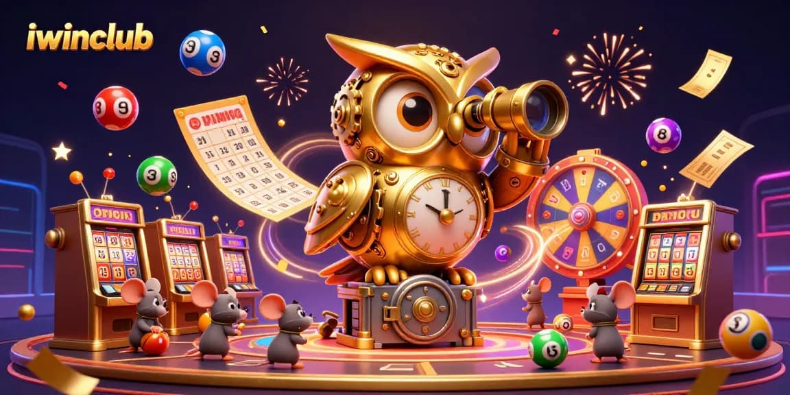 Experience the thrill of iwinclub with vibrant illustrations of casino games and joyful characters.