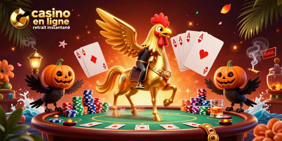 Jouez dans un fantastique casino en ligne retrait instantané avec un coq doré magique et ses amis.