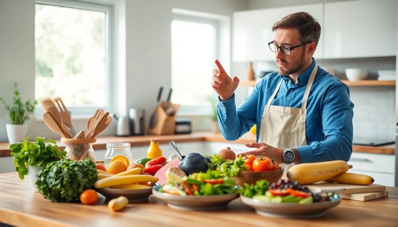 Healthy meal preparation illustrating intermittent fasting benefits with fresh ingredients.