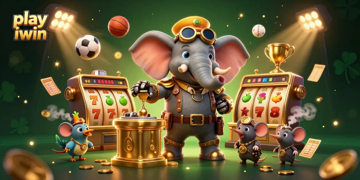 Play iwin at a dynamic slot machine with steampunk elements and sports-themed 3D visuals.