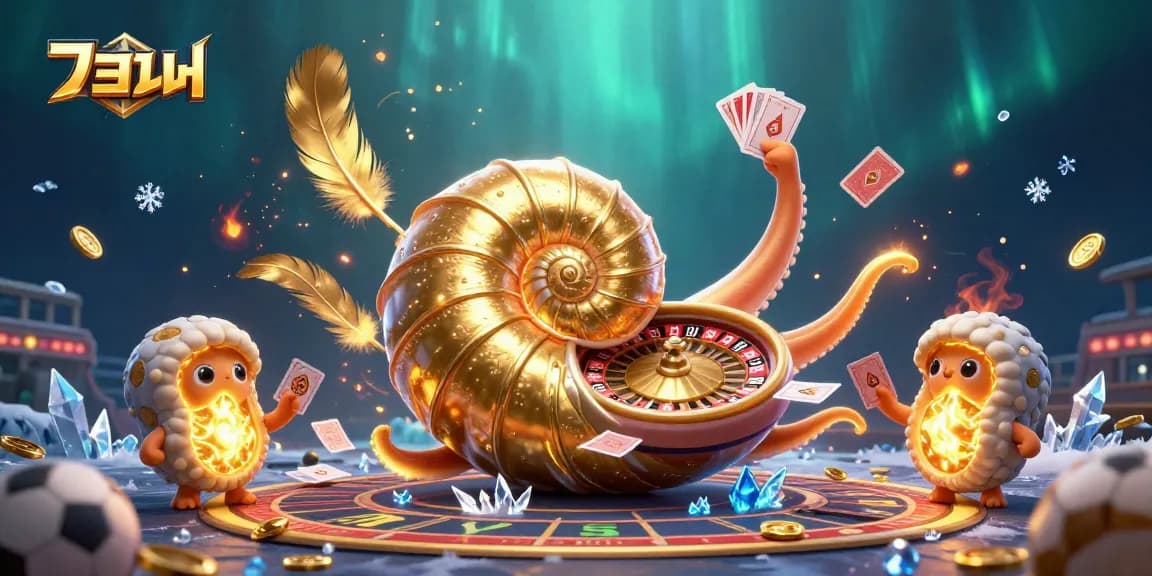 Experience แทงบอล with an ancient nautilus and cards in this exciting casino illustration.