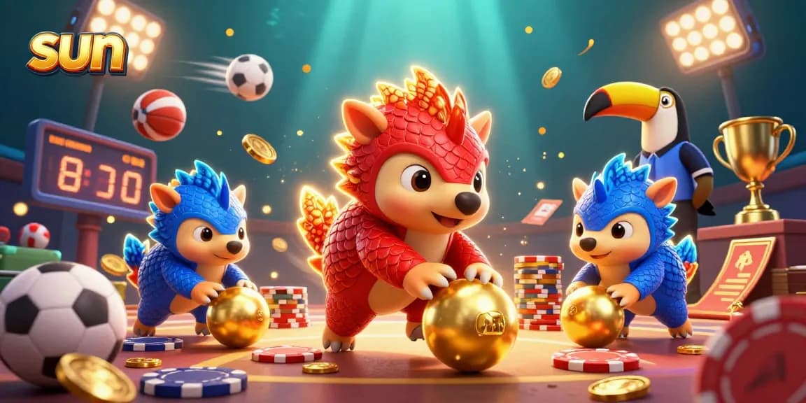 Players engage with the sun-themed casino game featuring lively pangolins and action-packed sports.