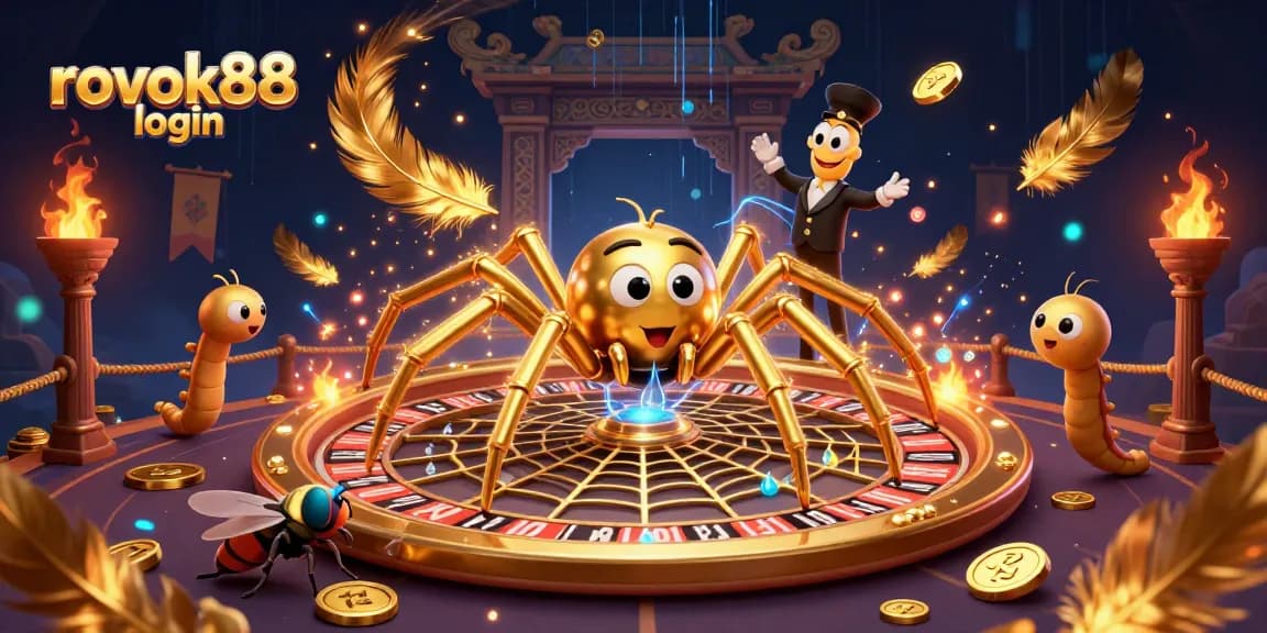 Experience excitement with rokok88 login, as the golden spider spins a roulette wheel web.