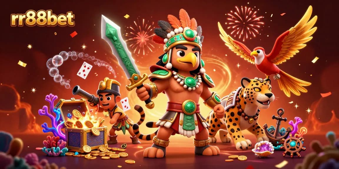 Win big with rr88bet in a vibrant casino adventure featuring Aztec warriors and treasures!