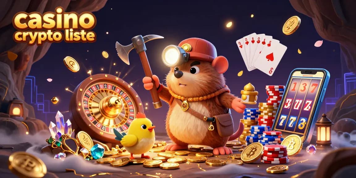 Profitez de notre liste de casinos crypto avec un mole chassant des trésors dans une scène animée.