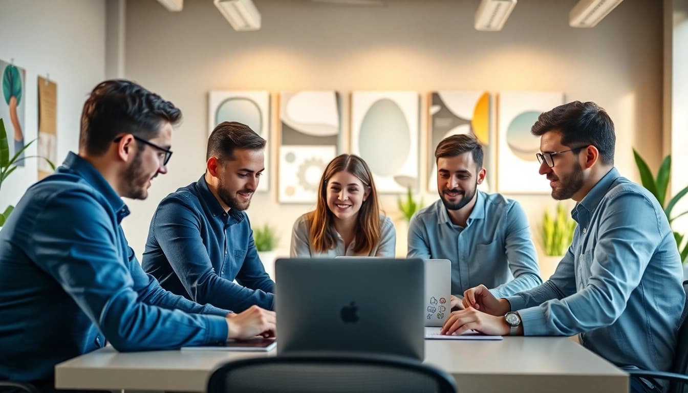Webflow Agentur Zusammenarbeit im kreativen Büro mit Designteam