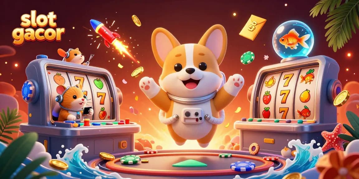 Slot gacor memikat dengan korgi astronaut mengapung di kasino luar angkasa.