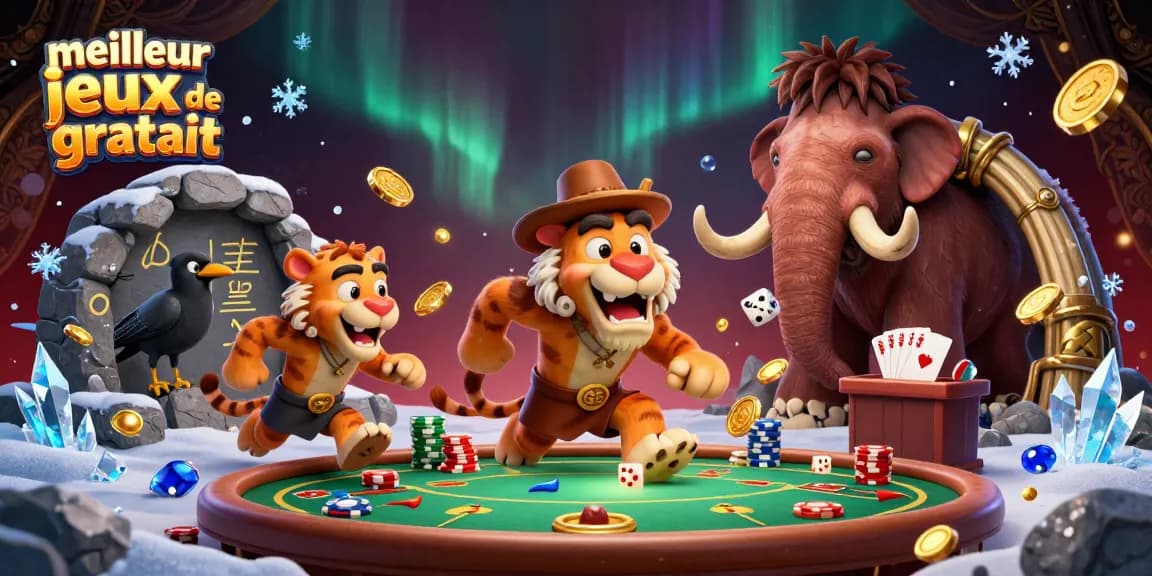 Jouer aux meilleur jeux de poker gratuit en ligne sur une scène dynamique de casino animée.