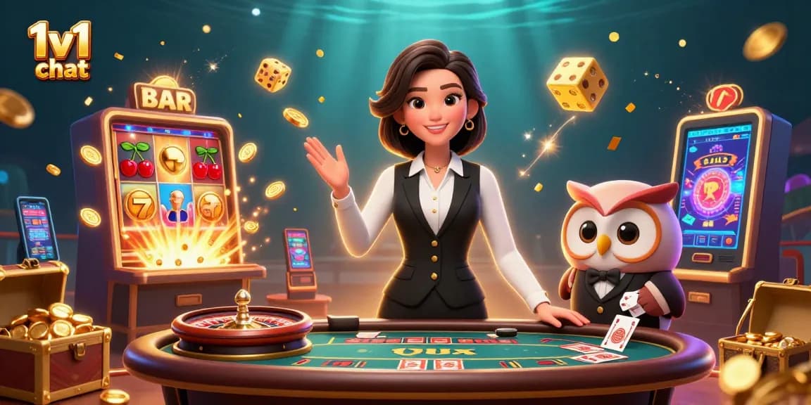 Experience thrilling 1v1 chat interactions in a vibrant casino atmosphere with video dealers.