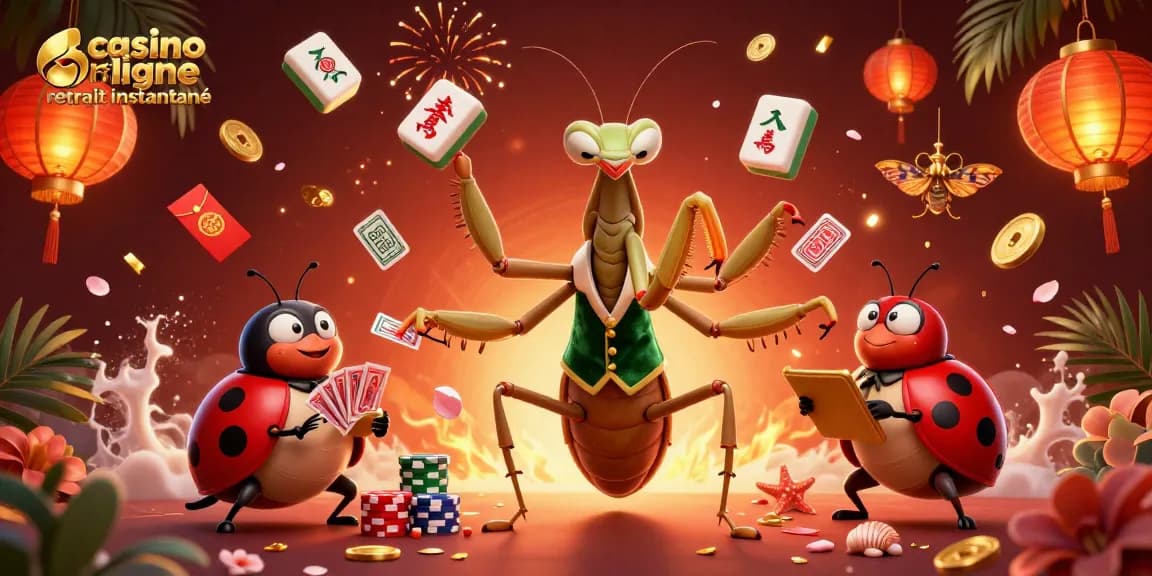 jackpot dans un casino en ligne retrait instantané avec une ambiance festive et des personnages animés