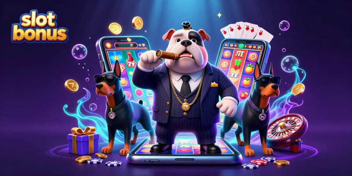 Engage with thrilling slot bonuses while surrounded by vibrant gaming elements and a formidable mafia boss.