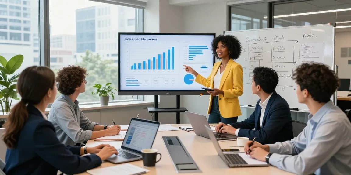 Digital marketing strategy session at https://raja328argent.com/ with diverse team analyzing growth metrics.