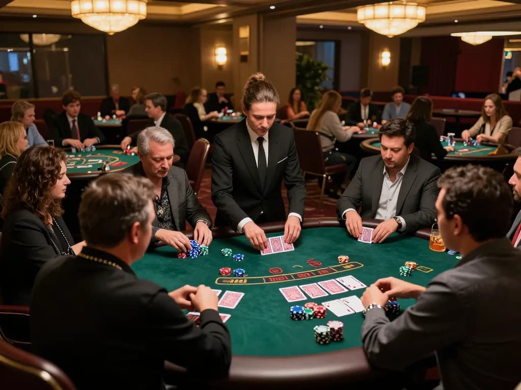 Experience the thrill of rr88bet live blackjack with players engaged at a vibrant casino table.