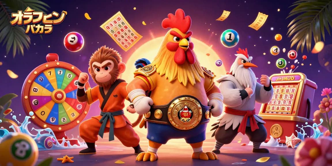 オンラインバカラで勝つための魅力的なシーン、賑やかなカジノのイラスト。