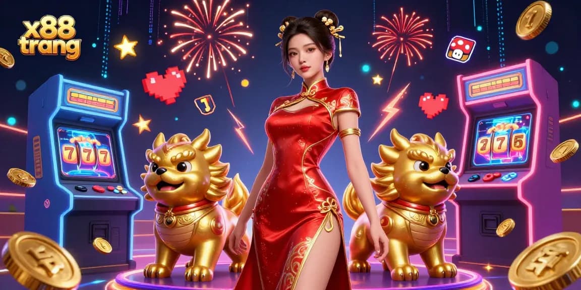 Engage in thrilling games at x88 trang with vibrant slot reels and an energetic casino atmosphere.