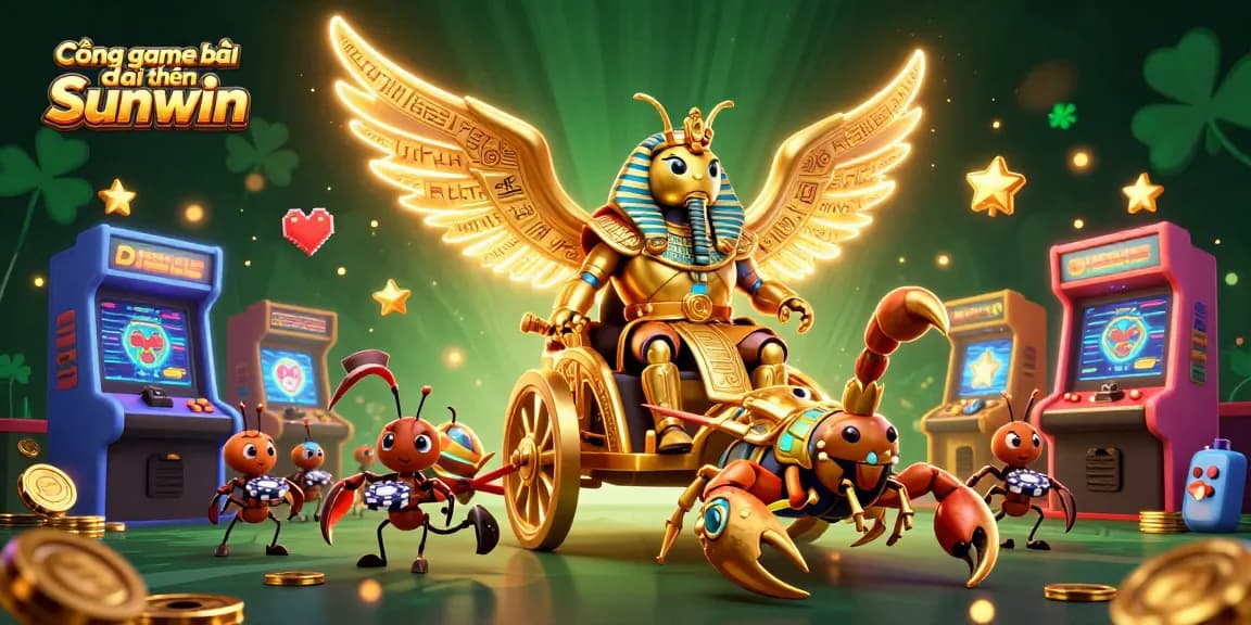 Engage in Cổng game bài đổi thưởng Sunwin with enchanting 3D characters, vibrant casino elements, and a captivating backdrop.