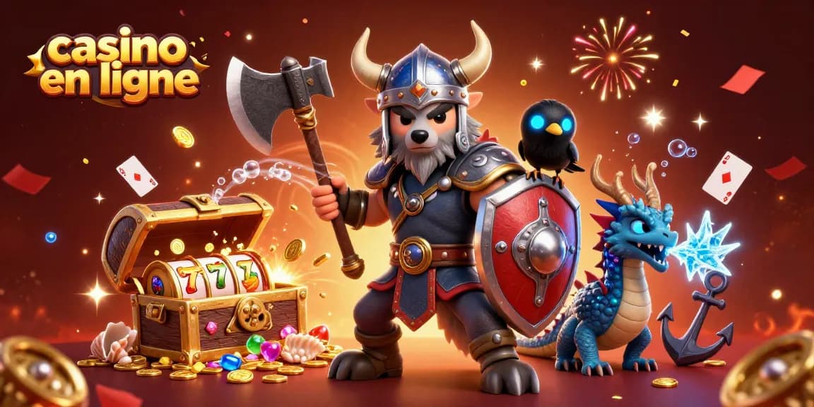 Jouez aux jeux de casino en ligne avec des personnages dynamiques dans une scène magique.