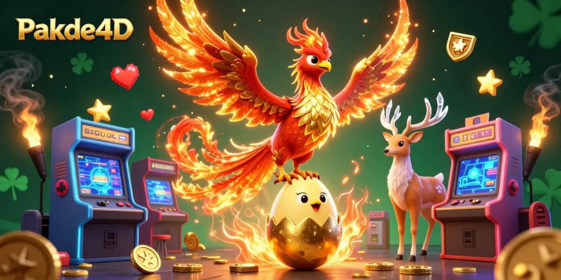Engage with Pakde4D through an exciting animated scene featuring a phoenix and casino elements.