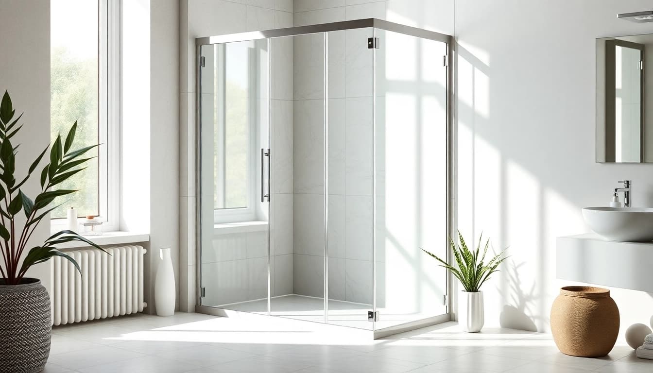 Installation d'une paroi de douche à l'italienne moderne dans une salle de bains élégante