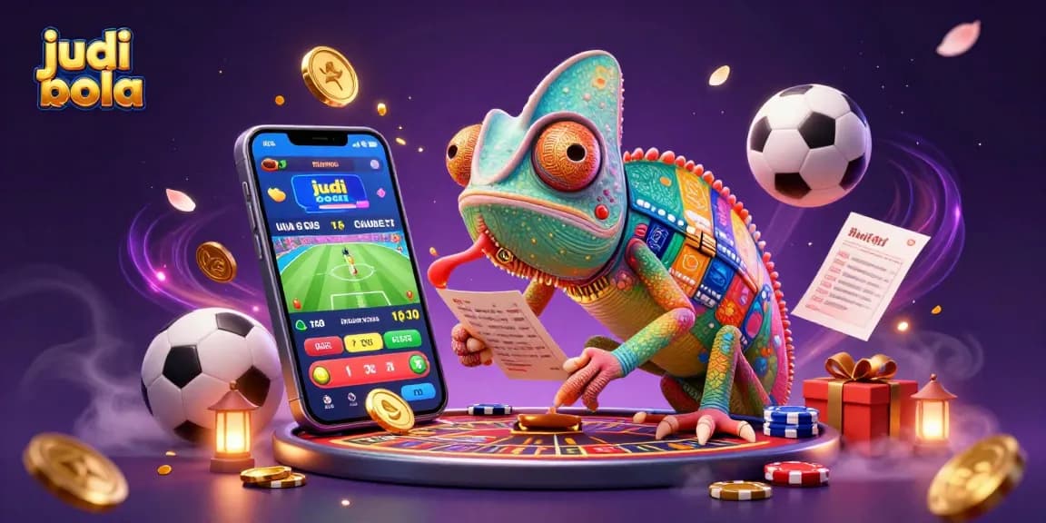 Experience judi bola action with dynamic visuals of soccer betting, coins, and excitement.