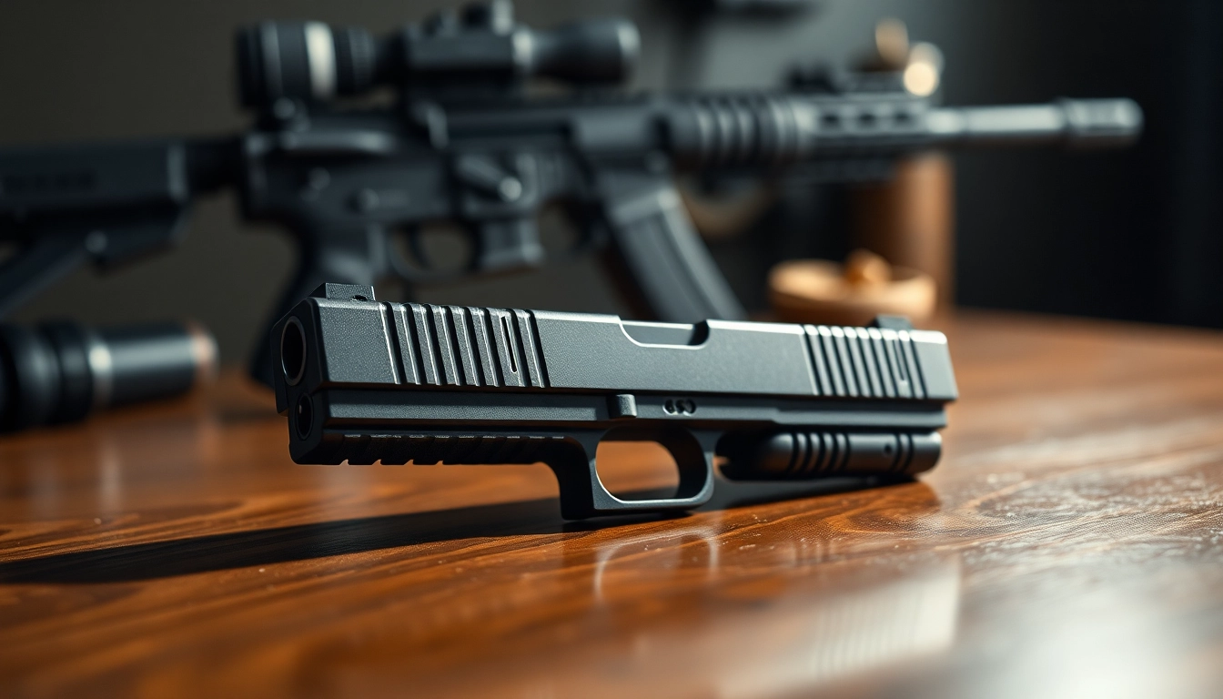 Showcase the glock 17 slide highlighting its sleek design and craftsmanship.