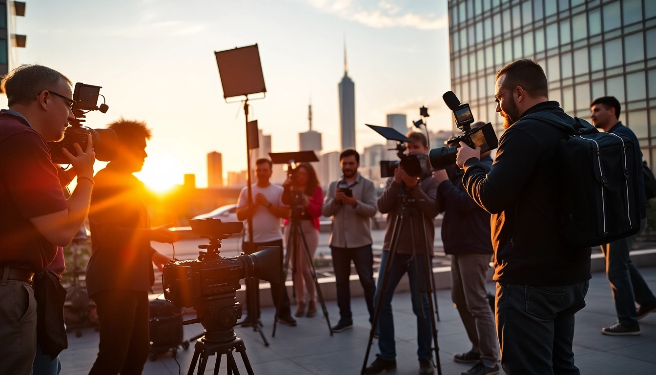 Illuminate your vision with video production edmonton, featuring a creative team at work in a bustling setting.