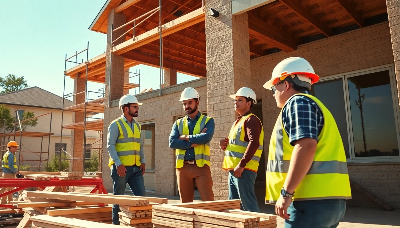 Workers engaged in Austin construction, showcasing teamwork and dedication on a building site.