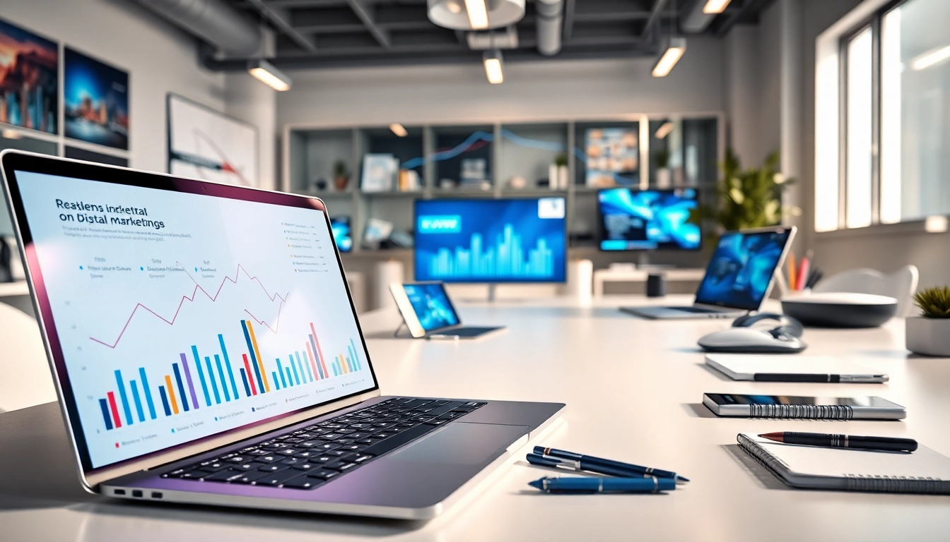 Engaging scene depicting Technology innovations in a modern workspace filled with gadgets.