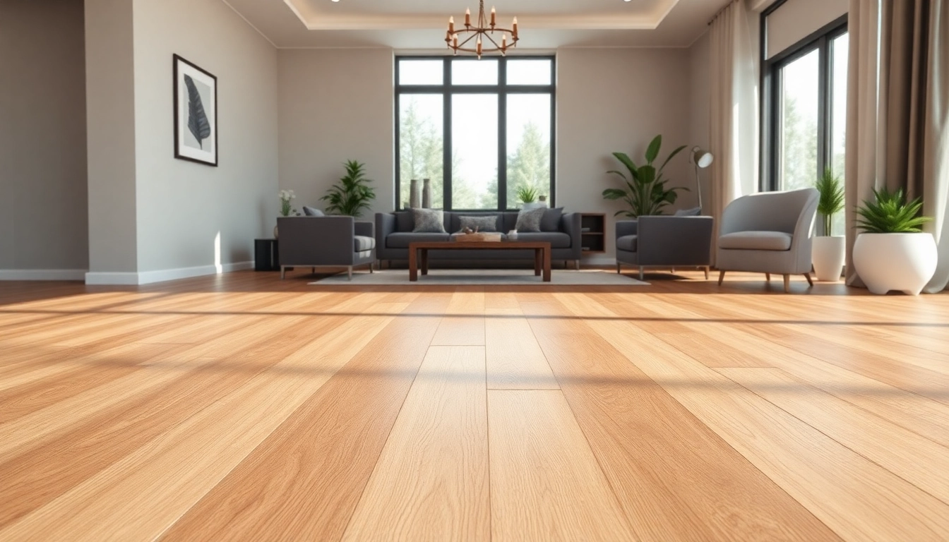 Showcasing vinyl plank flooring in a modern living room with natural lighting and minimal decor.