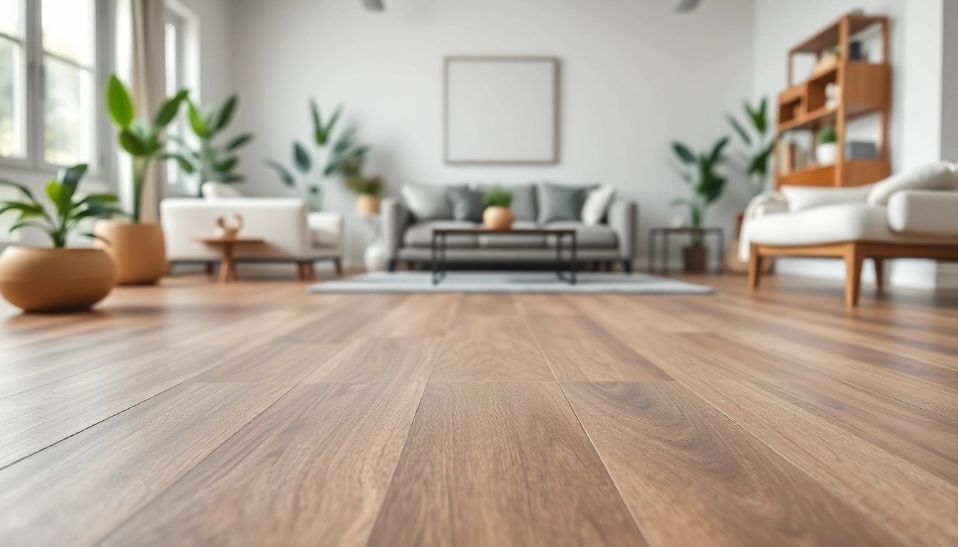 Showcase luxury vinyl plank flooring installation in a modern living room setting.