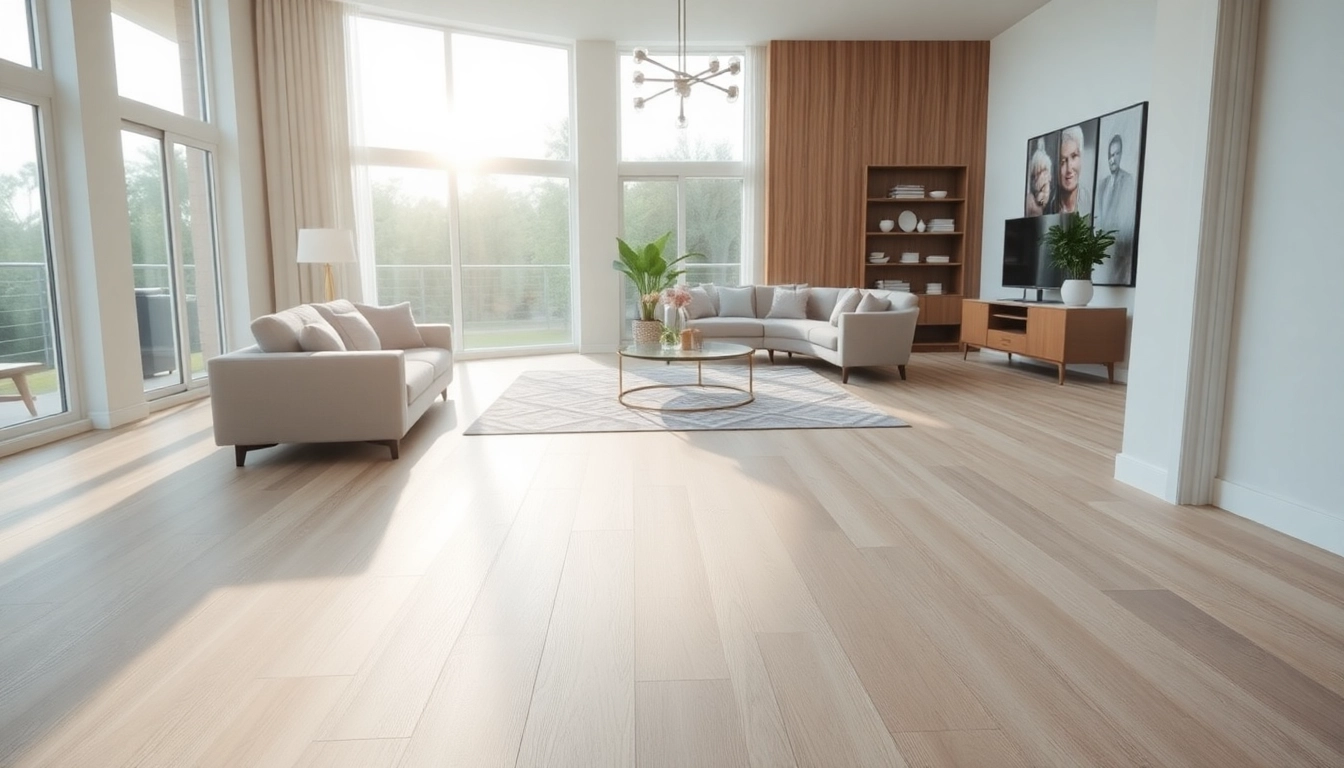 A beautiful living room showcasing waterproof vinyl flooring that mimics wood texture.