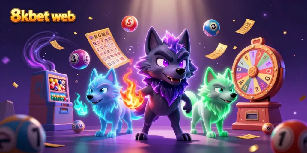 Engage in thrilling fun with 8xbet web as glowing wolves embody the excitement of lottery gaming.