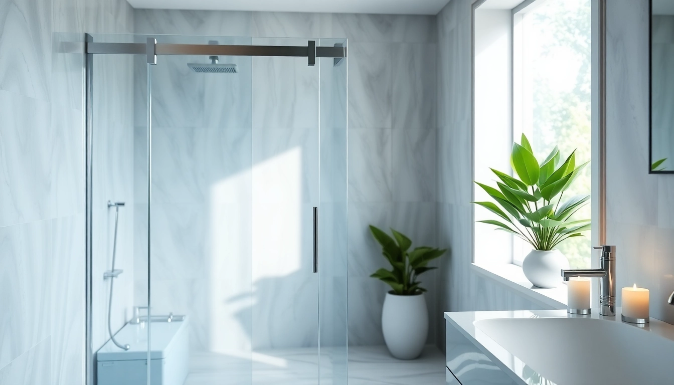Stylish semi-frameless shower screen showcasing clear glass designs and modern fixtures in a luxurious bathroom.