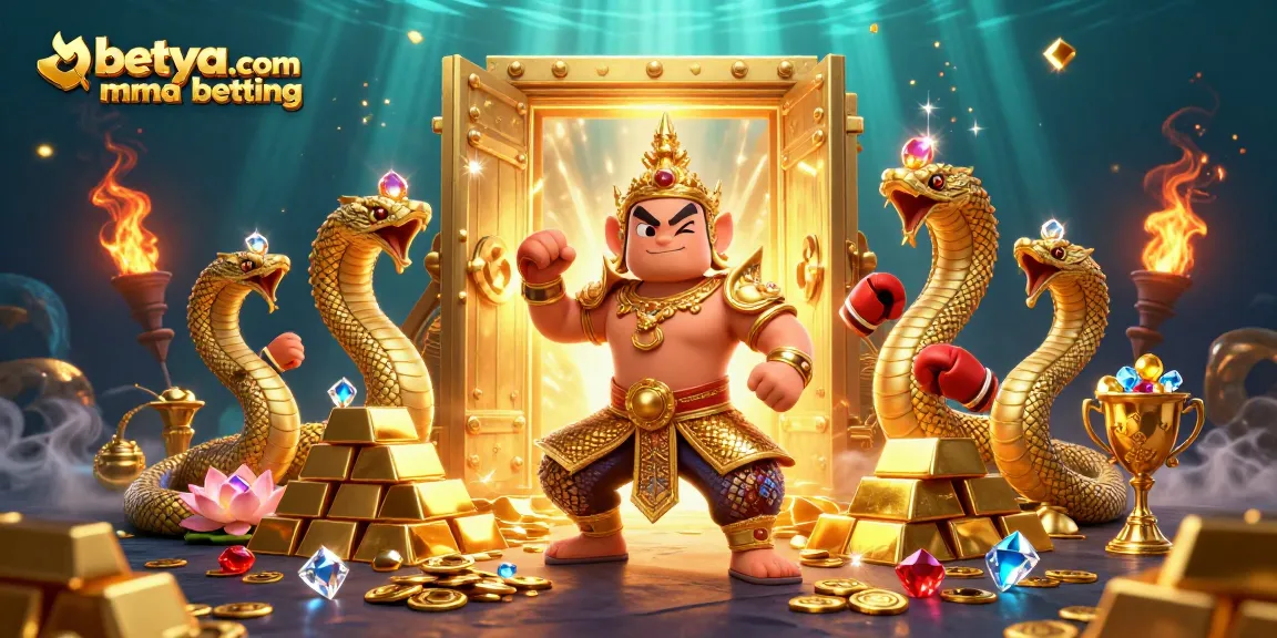 Engage in betya.com MMA betting with vibrant 3D illustration of fierce guardian and sparkling riches.