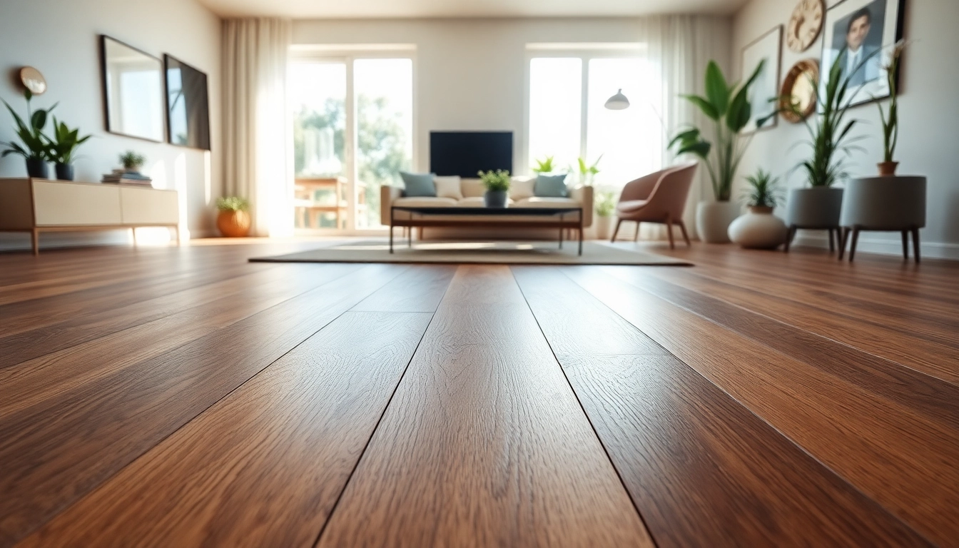 Showcasing luxury vinyl plank flooring in a modern living room setting, emphasizing style and texture.