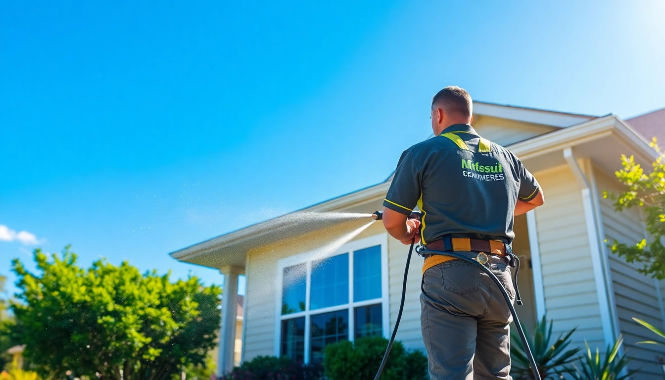 Soft wash service in Kissimmee FL, showcasing a team cleaning a residential home.