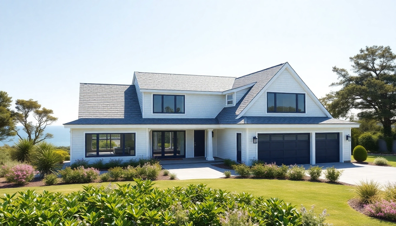 Showcase a sophisticated cape cod home addition highlighting modern architecture and serene coastal views.