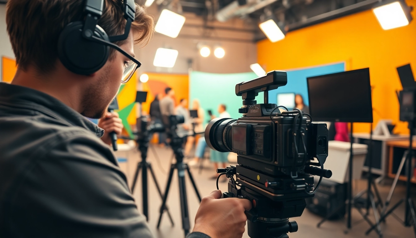 Capturing a dynamic scene of video production in Edmonton with a skilled videographer and professional equipment.