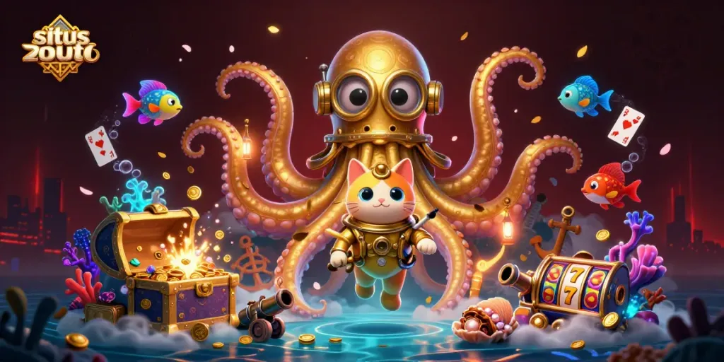 Experience situs toto action with dynamic characters, treasure, and vibrant casino elements in an engaging 3D scene.