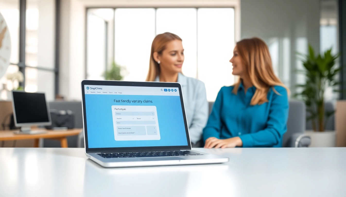 Experience seamless fast warranty claims assistance with a dedicated representative in a modern office.