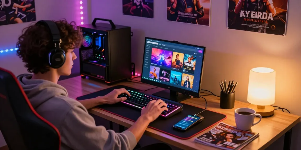 Engaging scene of a player enjoying free porn games on a stylish gaming setup with vibrant graphics