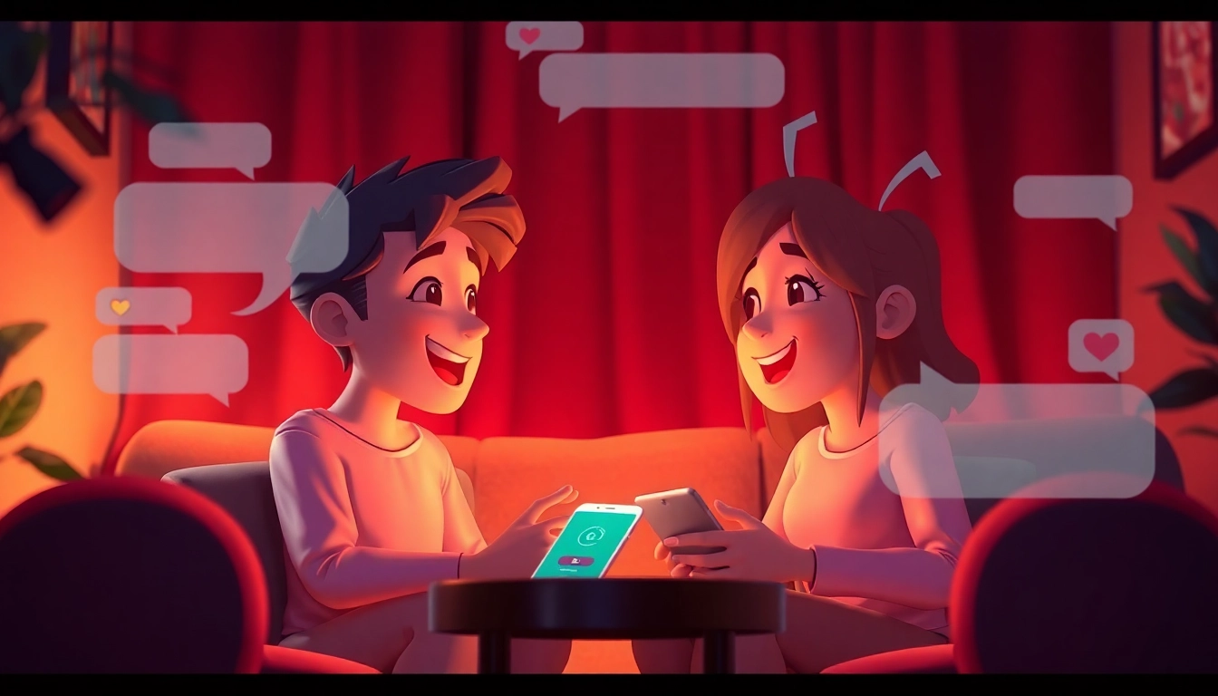 Engaging sex chat AI characters in a cozy digital conversation setting.