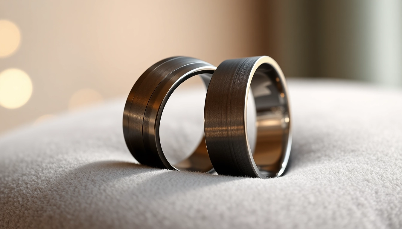 Craft stunning tungsten wedding bands showcasing unique textures and finishes on a velvet background.