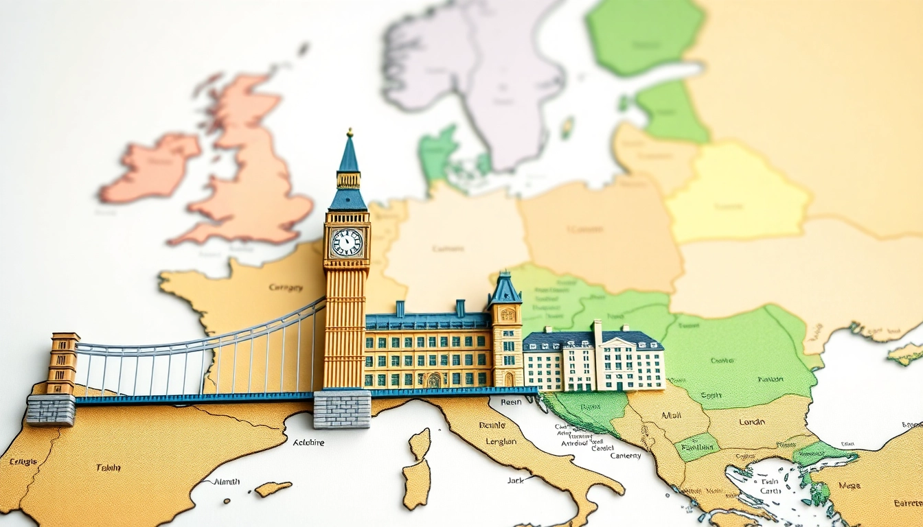 Highlighting London in Europe with famous landmarks and colorful surroundings.